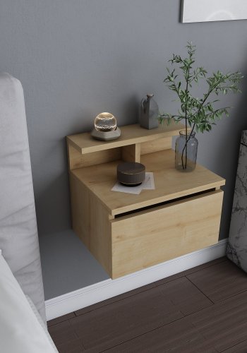 FUNZI LIVING Alice vghngt natbord, m. opbevaring - eg melamin (39,8x31,9)