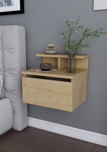 FUNZI LIVING Alice vghngt natbord, m. opbevaring - eg melamin (39,8x31,9)