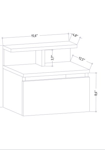 FUNZI LIVING Alice vghngt natbord, m. opbevaring - eg melamin (39,8x31,9)