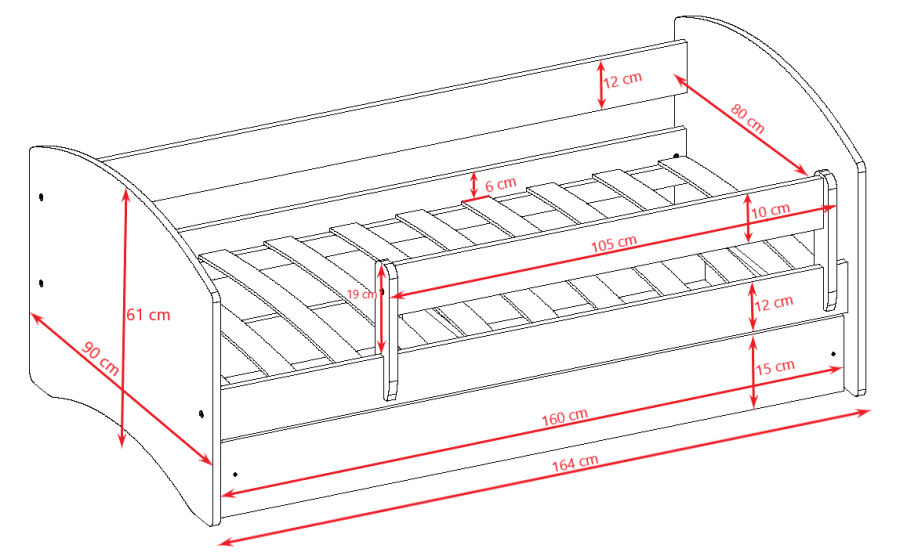 Babydreams juniorseng m bamse/sommerfugle, m. madras, sengehest, skuffe - hvid/grn laminat (160x80)