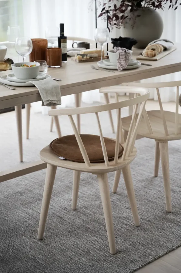 ROWICO Fulton sdehynde, rund - brun lder-textil (38)