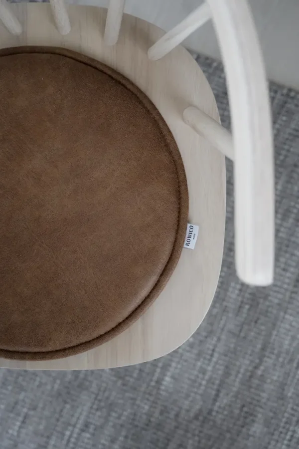 ROWICO Fulton sdehynde, rund - brun lder-textil (38)