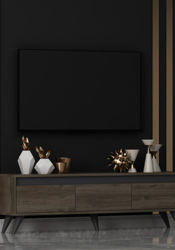 NORDVÄRK Century TV-bord, m. 3 lger - valnd melamin og PVC (150x30)