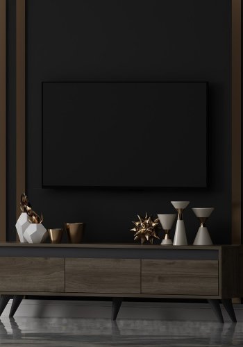 NORDVÄRK Century TV-bord, m. 3 lger - valnd melamin og PVC (150x30)