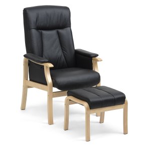 Oxford recliner lnestol, inkl. fodskammel - sort kunstlder og natur tr