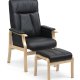 Oxford recliner lnestol, inkl. fodskammel - sort kunstlder og natur tr