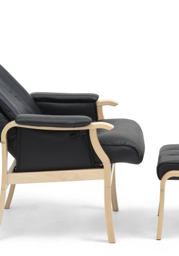 Oxford recliner lnestol, inkl. fodskammel - sort kunstlder og natur tr