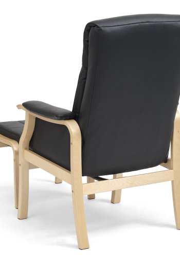 Oxford recliner lnestol, inkl. fodskammel - sort kunstlder og natur tr