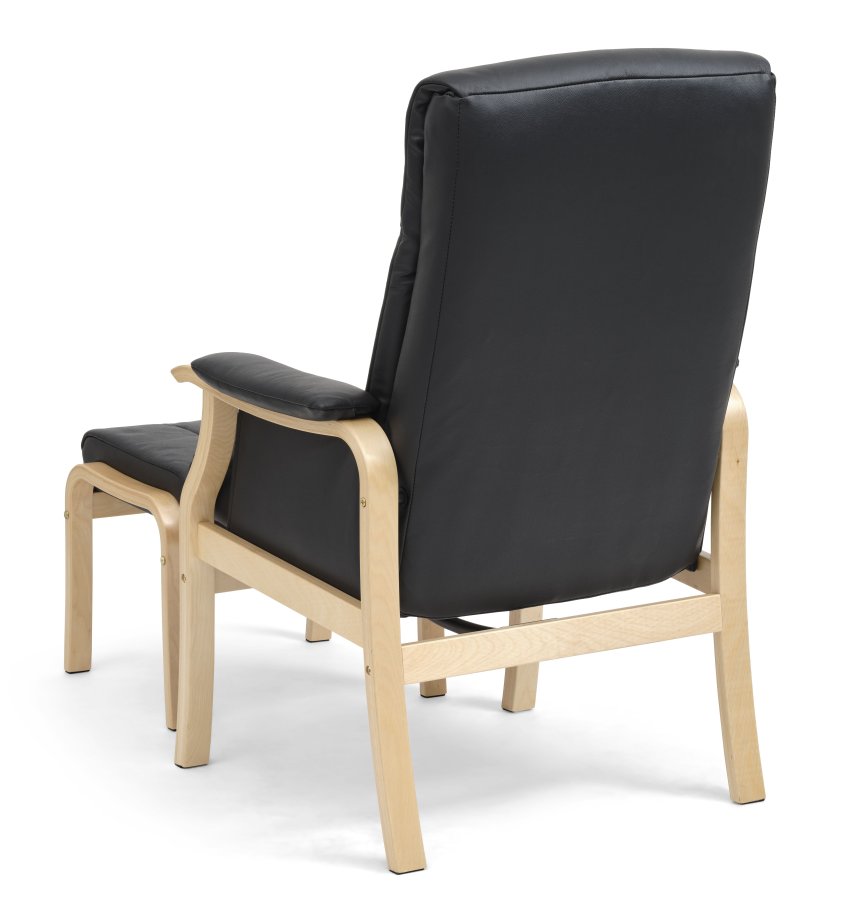 Oxford recliner lnestol, inkl. fodskammel - sort kunstlder og natur tr