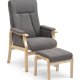 Oxford recliner lnestol, inkl. fodskammel - antracitgr polyester stof og natur tr