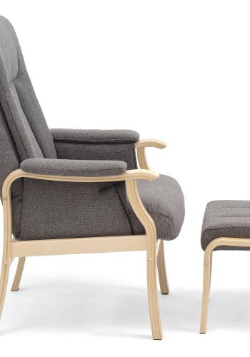 Oxford recliner lnestol, inkl. fodskammel - antracitgr polyester stof og natur tr