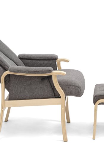 Oxford recliner lnestol, inkl. fodskammel - antracitgr polyester stof og natur tr