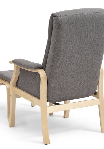 Oxford recliner lnestol, inkl. fodskammel - antracitgr polyester stof og natur tr