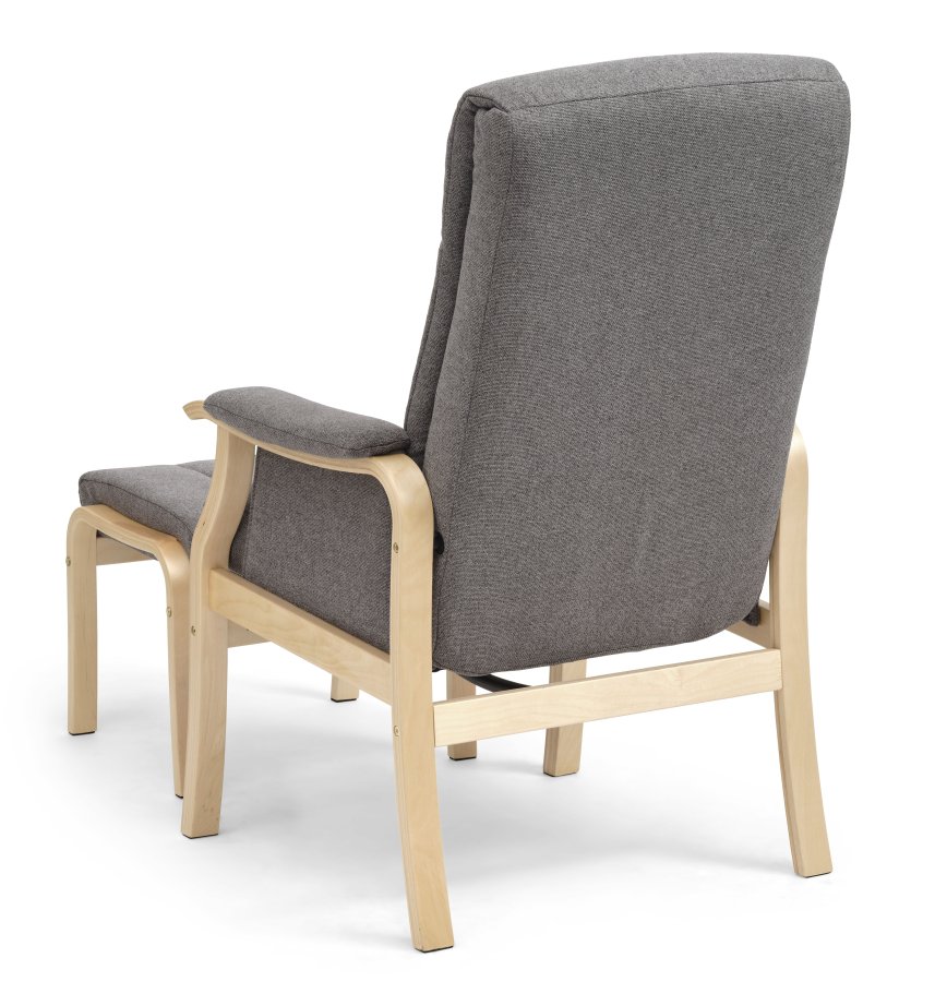 Oxford recliner lnestol, inkl. fodskammel - antracitgr polyester stof og natur tr