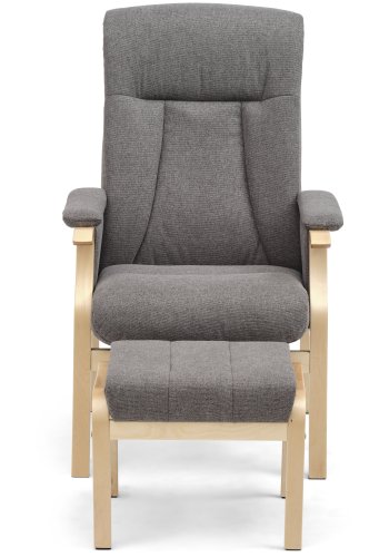 Oxford recliner lnestol, inkl. fodskammel - antracitgr polyester stof og natur tr
