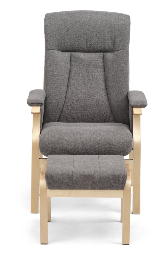 Oxford recliner lnestol, inkl. fodskammel - antracitgr polyester stof og natur tr