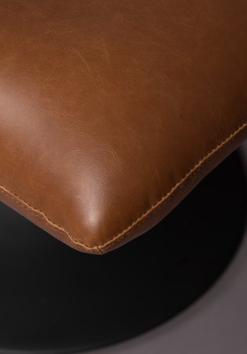 DUTCHBONE Bar fodskammel, rektangulr - brun PU og sort stl (67x51,5)