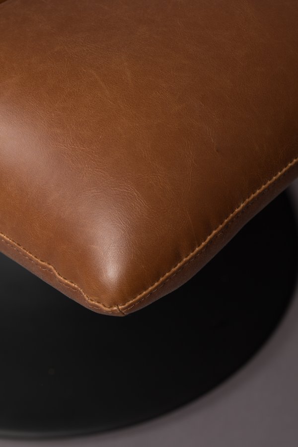 DUTCHBONE Bar fodskammel, rektangulr - brun PU og sort stl (67x51,5)