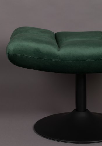 DUTCHBONE Bar fodskammel, rektangulr - grn fljl stof og sort stl (67x51,5)