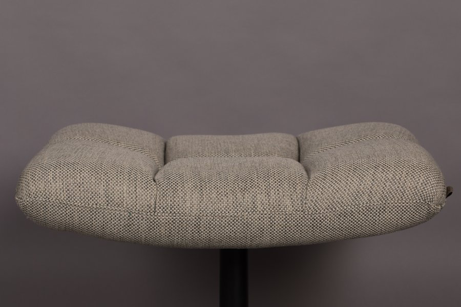 DUTCHBONE Bar fodskammel, rektangulr - lysegr polyester og sort stl (67x51,5)