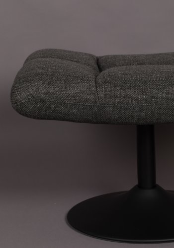 DUTCHBONE Bar fodskammel, rektangulr - mrkegr polyester og sort stl (67x51,5)