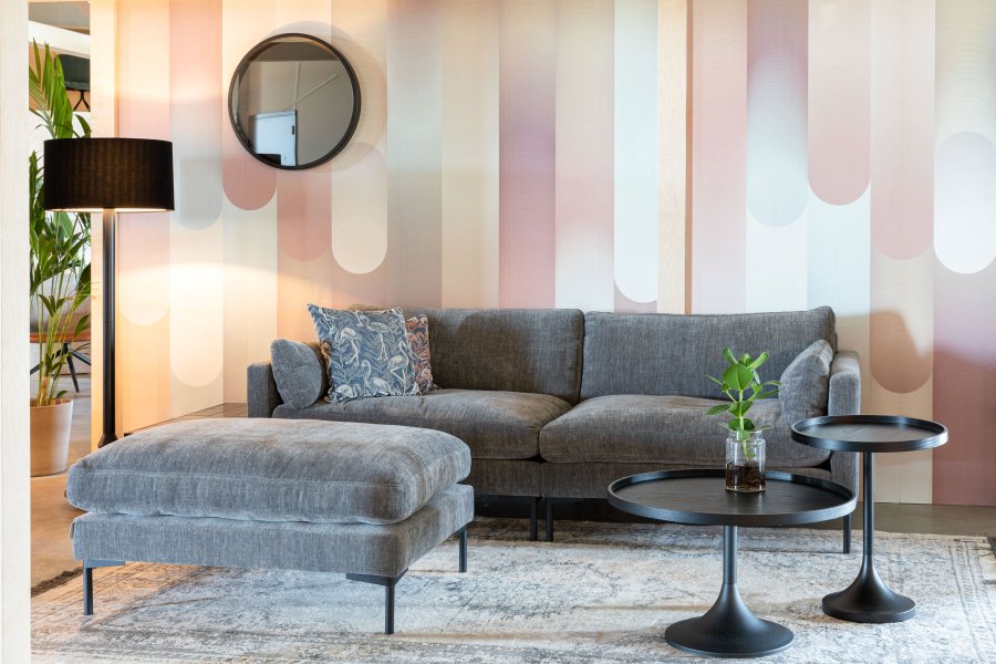 ZUIVER Sommer fodskammel, rektangulr - antracitgr polyester og stl