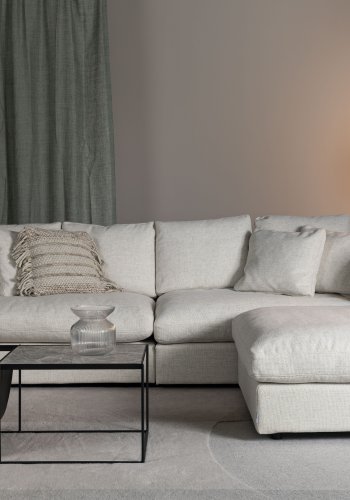 ZUIVER Sense fodskammel, kvadratisk - creme polyester og plast