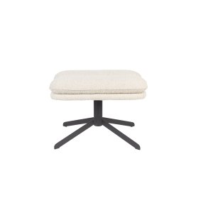 ZUIVER Tyler fodskammel, m. drejefod - hvid bouclé og sort stl (60x47)