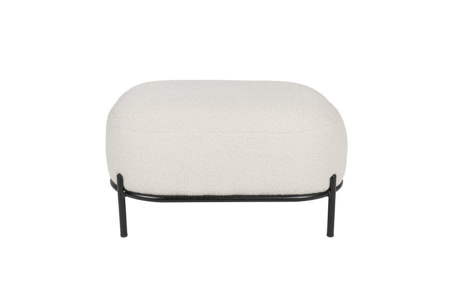 WHITE LABEL LIVING Polly skammel, rektangulr - elfenben bamsestof og jern (66x50,5)