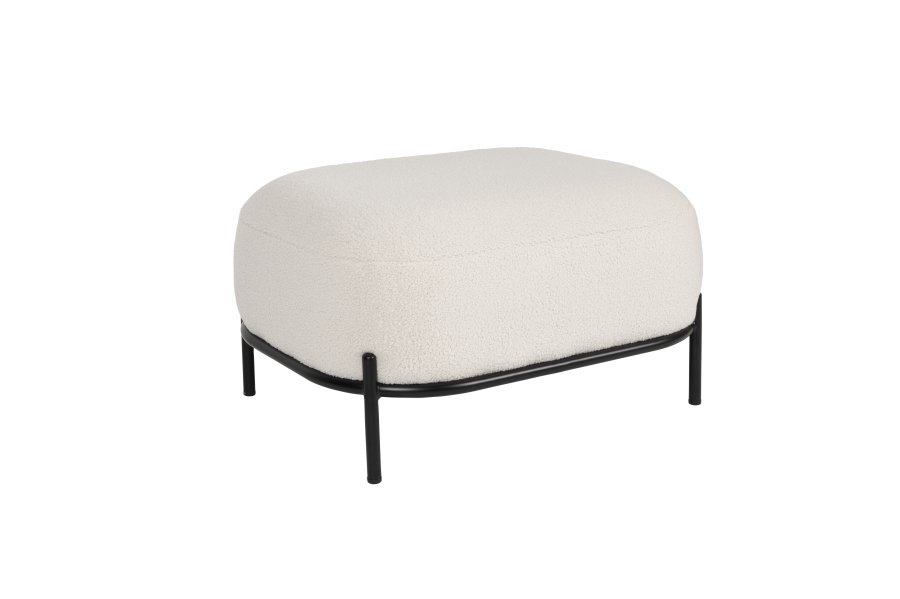 WHITE LABEL LIVING Polly skammel, rektangulr - elfenben bamsestof og jern (66x50,5)