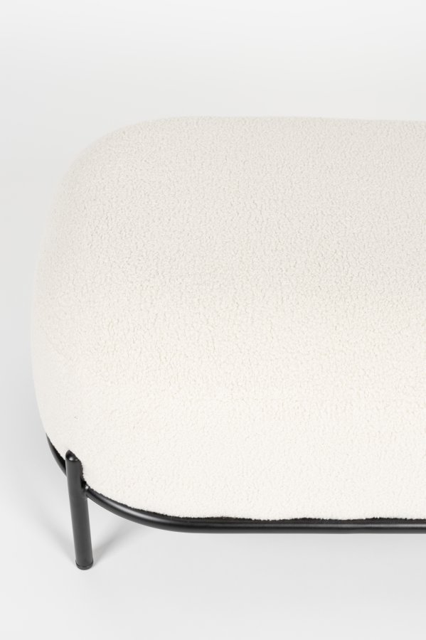 WHITE LABEL LIVING Polly skammel, rektangulr - elfenben bamsestof og jern (66x50,5)