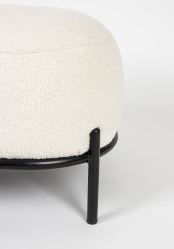 WHITE LABEL LIVING Polly skammel, rektangulr - elfenben bamsestof og jern (66x50,5)