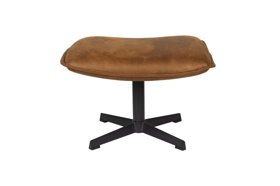 WHITE LABEL LIVING John skammel, rektangulr - cognac kunstlder og metal (60x40)