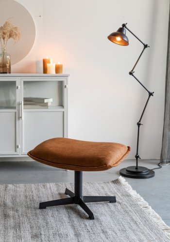 WHITE LABEL LIVING John skammel, rektangulr - cognac kunstlder og metal (60x40)