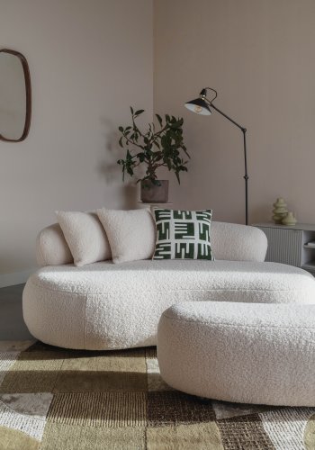 WHITE LABEL LIVING Noxx puf - hvid polyester og MDF (120x46)