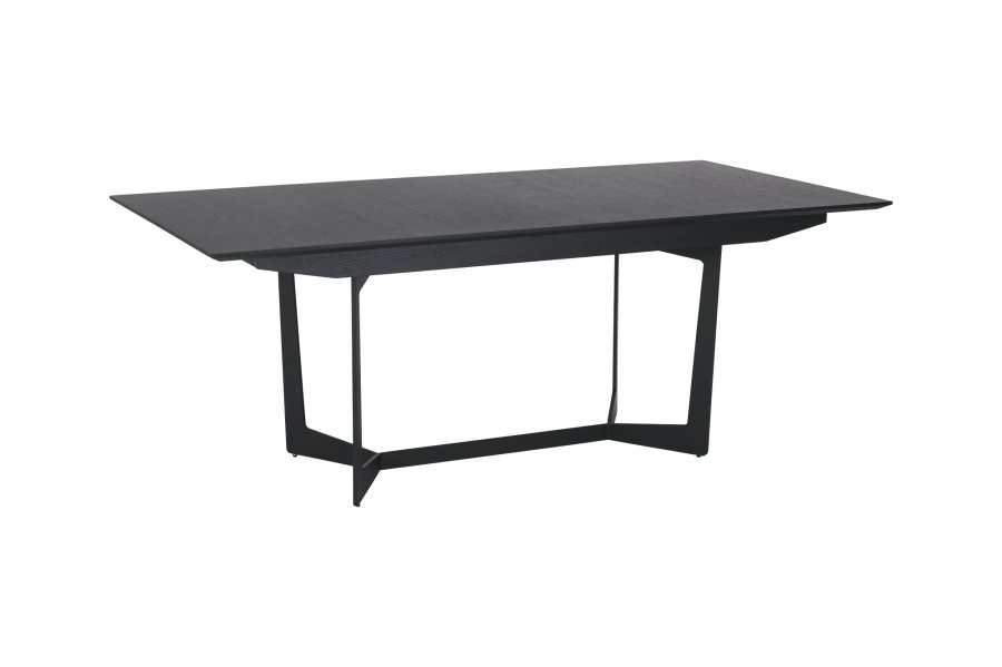 Tokyo spisebord, m. 1 tillgsplade - sort egefinér og metal (200(250)x100)