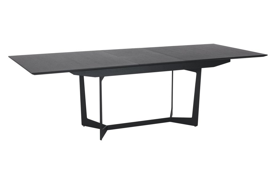 Tokyo spisebord, m. 1 tillgsplade - sort egefinér og metal (200(250)x100)