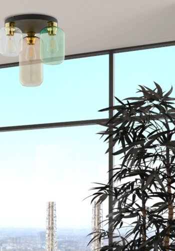 TK Marco loftlampe, m. 3 skrme - multifarvet glas