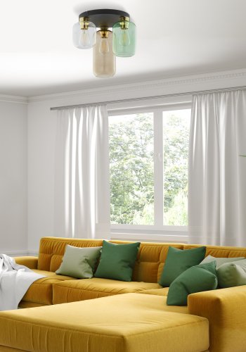 TK Marco loftlampe, m. 3 skrme - multifarvet glas