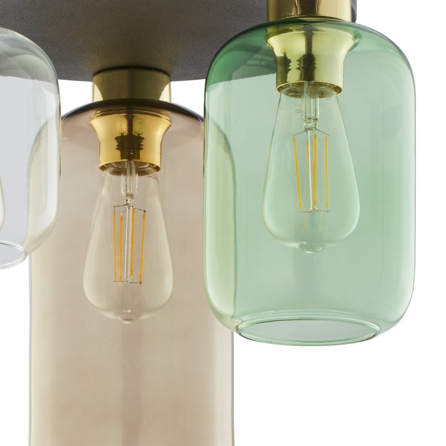 TK Marco loftlampe, m. 3 skrme - multifarvet glas