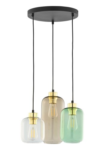 TK Marco loftlampe, m. 3 skrme - multifarvet glas