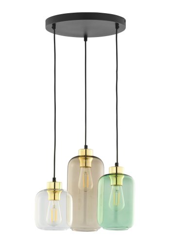 TK Marco loftlampe, m. 3 skrme - multifarvet glas