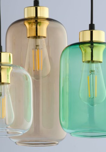 TK Marco loftlampe, m. 3 skrme - multifarvet glas