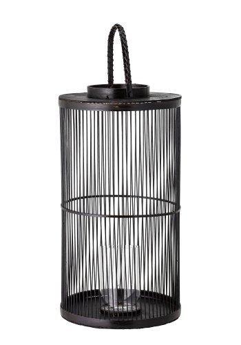 BLOOMINGVILLE Effie Lanterne m/Glas, Sort, Bambus