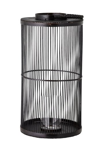 BLOOMINGVILLE Effie Lanterne m/Glas, Sort, Bambus