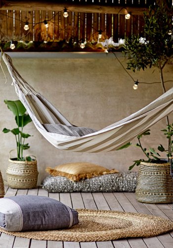 BLOOMINGVILLE Effie Lanterne m/Glas, Sort, Bambus