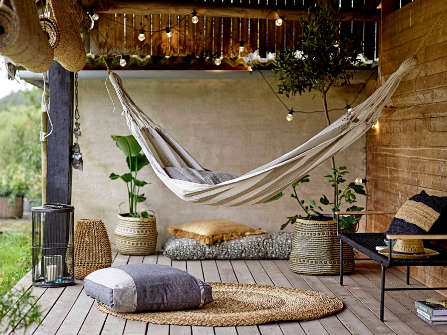 BLOOMINGVILLE Effie Lanterne m/Glas, Sort, Bambus