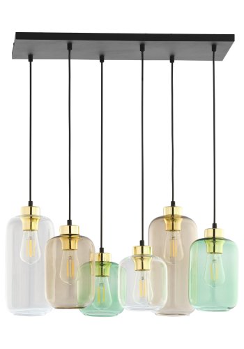 TK Marco loftlampe, m. 6 skrme - multifarvet glas