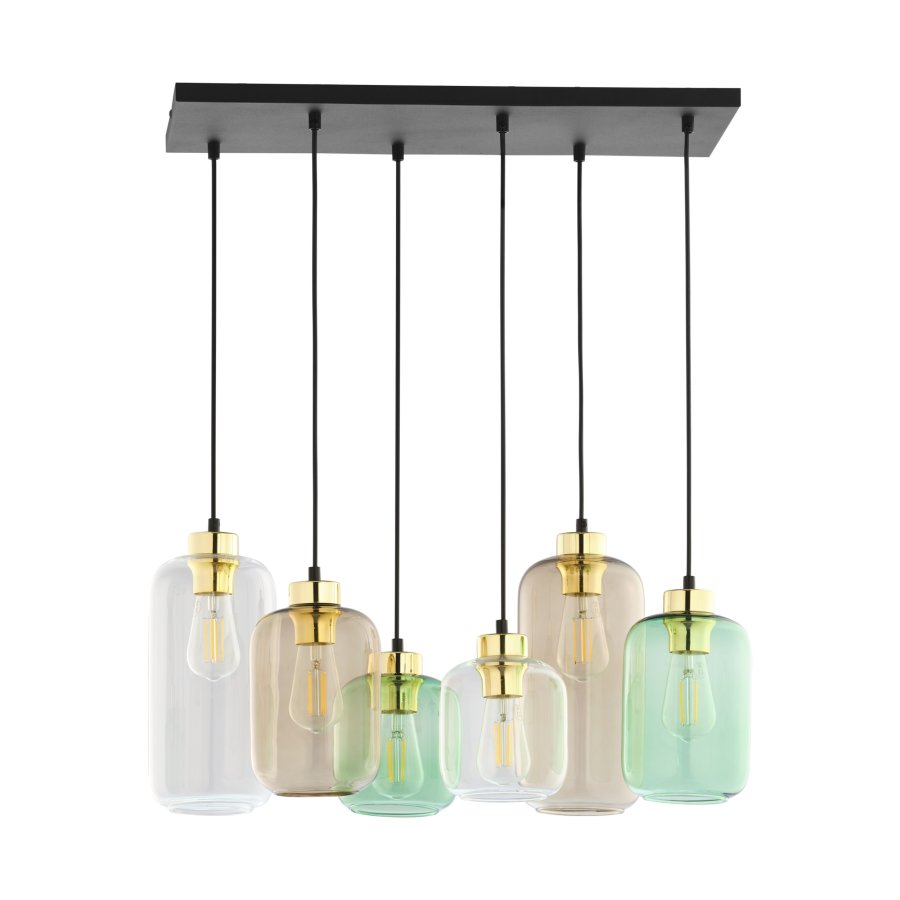 TK Marco loftlampe, m. 6 skrme - multifarvet glas