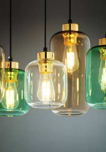 TK Marco loftlampe, m. 6 skrme - multifarvet glas